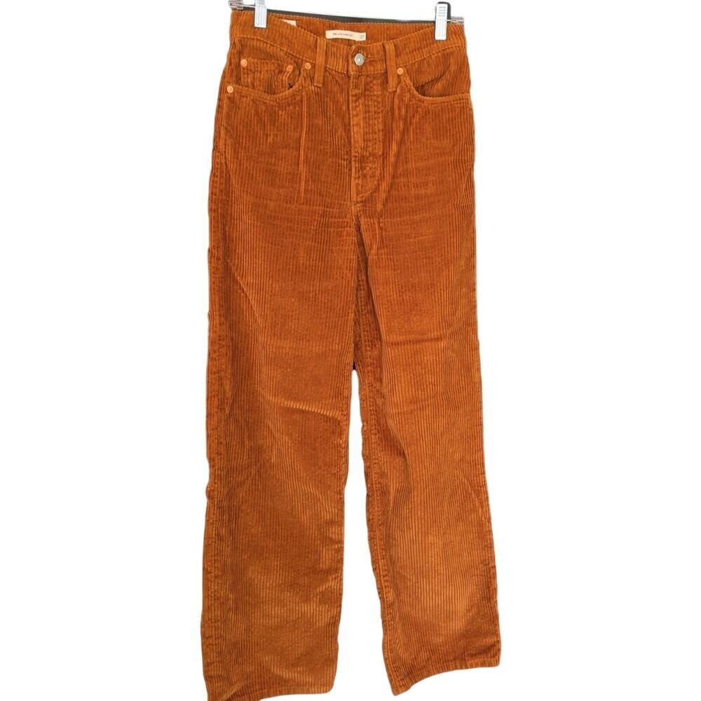 Levi’s Ribcage Wide Leg Corduroy Pants High Waisted Women’s Size 27 Rust Orange